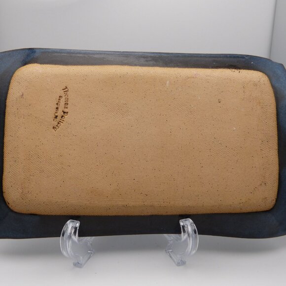 Thomas Pottery Seagrove North Carolina Tibit Tray Blue Glaze Retired - Picture 3 of 12